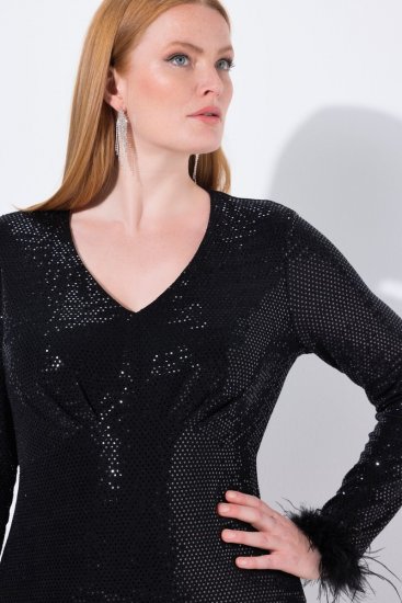 Ulla Popken 845145 Pailletkjole Sort - Aftenkjoler - Festkjoler i plus size