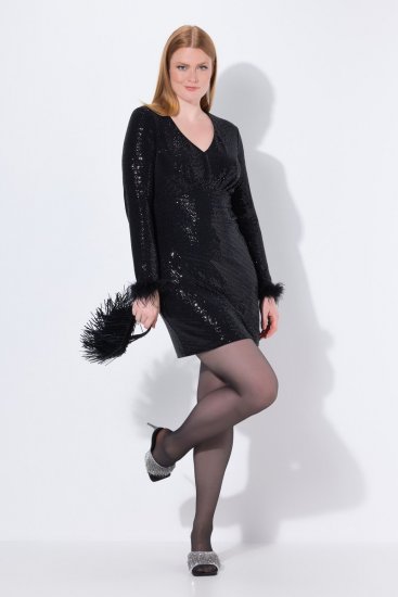 Ulla Popken 845145 Pailletkjole Sort - Aftenkjoler - Festkjoler i plus size