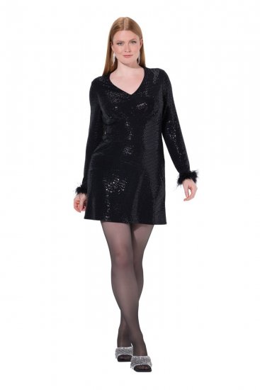 Ulla Popken 845145 Pailletkjole Sort - Aftenkjoler - Festkjoler i plus size