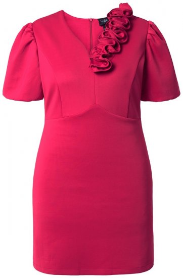 Ulla Popken 845148 Blomstret bodycon-kjole Magenta - Kjoler - Kjoler til alle størrelser