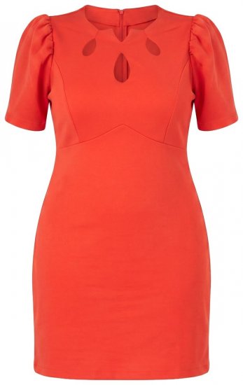 Ulla Popken 845150 Kortærmet bodycon-kjole Rød - Kjoler - Kjoler til alle størrelser