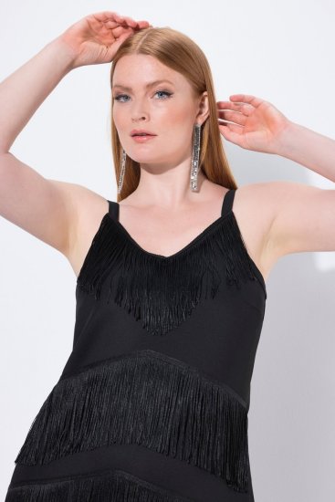 Ulla Popken 845152 Ærmeløs kjole Sort - Aftenkjoler - Festkjoler i plus size