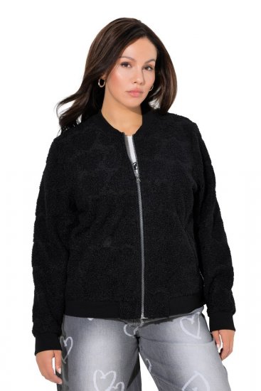 Ulla Popken 845262 Teddyjakke Sort - Jakker - Dame jakker i store størrelser