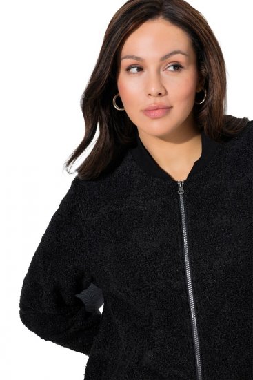 Ulla Popken 845262 Teddyjakke Sort - Jakker - Dame jakker i store størrelser