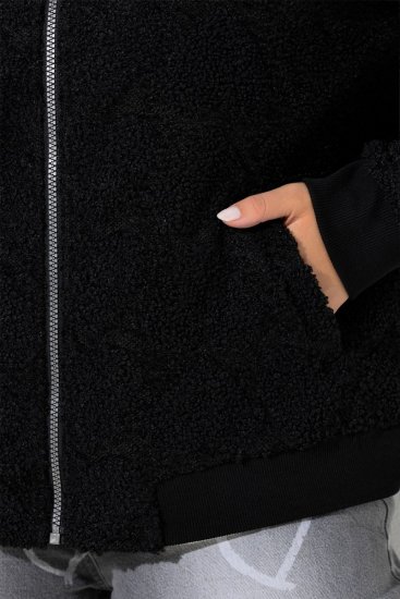 Ulla Popken 845262 Teddyjakke Sort - Jakker - Dame jakker i store størrelser