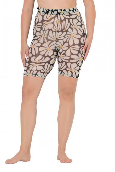 Ulla Popken 845285 Blomstrede antigniv-shorts Sort - Antigniv-shorts - 