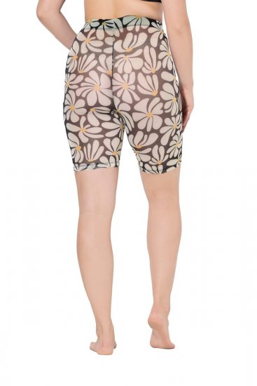 Ulla Popken 845285 Blomstrede antigniv-shorts Sort - Antigniv-shorts - 
