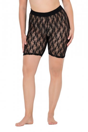Ulla Popken 845290 Blomstrede antigniv-shorts med blonde Sort - Antigniv-shorts - 