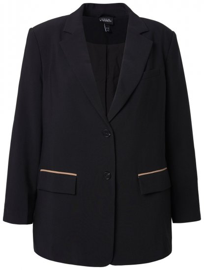 Ulla Popken 845336 Oversize stretchblazer med to knapper Sort - Blazere - Blazere i plusstørrelser til kvinder