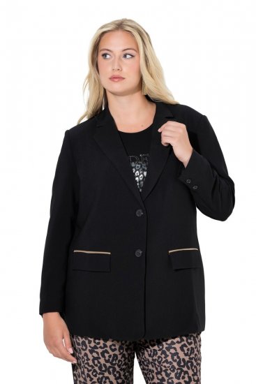 Ulla Popken 845336 Oversize stretchblazer med to knapper Sort - Blazere - Blazere i plusstørrelser til kvinder
