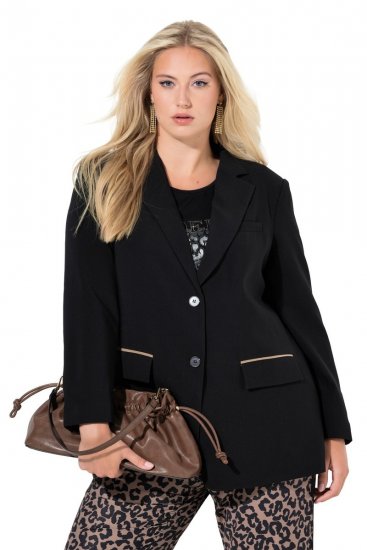 Ulla Popken 845336 Oversize stretchblazer med to knapper Sort - Blazere - Blazere i plusstørrelser til kvinder