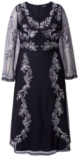 Ulla Popken 845366 Aftenkjole med V-hals Sort - Aftenkjoler - Festkjoler i plus size