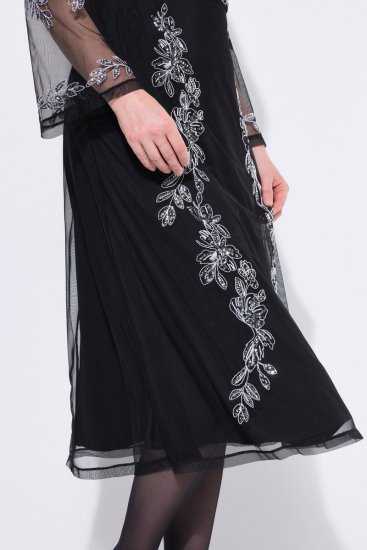 Ulla Popken 845366 Aftenkjole med V-hals Sort - Aftenkjoler - Festkjoler i plus size