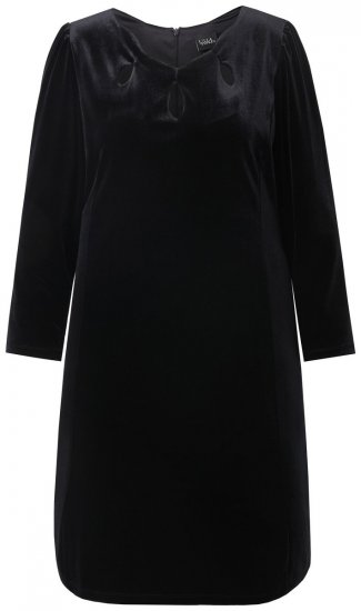 Ulla Popken 845573 Langærmet velourkjole Sort - Aftenkjoler - Festkjoler i plus size