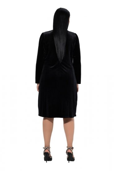 Ulla Popken 845573 Langærmet velourkjole Sort - Aftenkjoler - Festkjoler i plus size