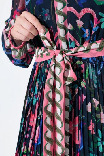 Ulla Popken 845649 Blomstret chiffonkjole Mørkeblå - Midikjoler - Midikjoler i store størrelser