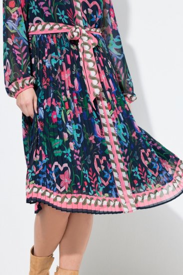 Ulla Popken 845649 Blomstret chiffonkjole Mørkeblå - Midikjoler - Midikjoler i store størrelser