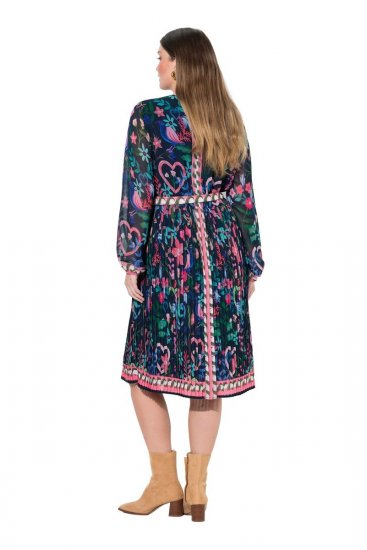 Ulla Popken 845649 Blomstret chiffonkjole Mørkeblå - Midikjoler - Midikjoler i store størrelser