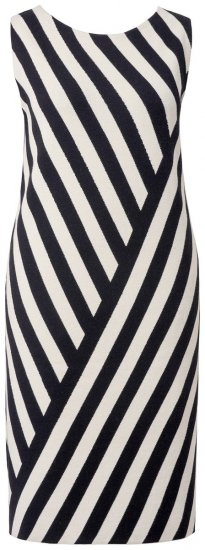 Ulla Popken 845784 Stribet strikket kjole Sort - Sommerkjoler - Sommerkjoler i store størrelser