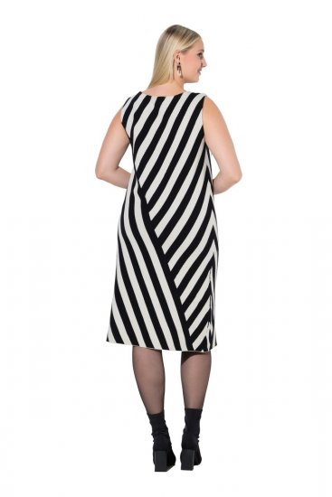 Ulla Popken 845784 Stribet strikket kjole Sort - Sommerkjoler - Sommerkjoler i store størrelser