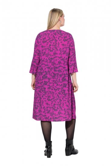 Ulla Popken 845825 Blomstret midikjole med V-hals Lilla - Midikjoler - Midikjoler i store størrelser
