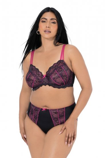 Ulla Popken 845885 Blomstrede trusser med blonde Rosa - Trusser - 