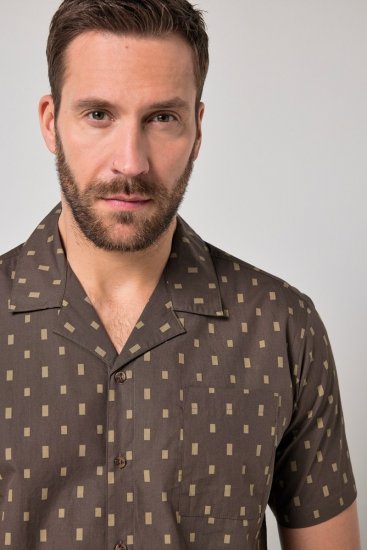 JP1880 Boxy Cuba Short Sleeve Shirt Brown - Skjorter - Skjorter til store mænd 2XL- 8XL