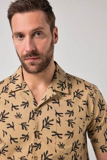 JP1880 Boxy Cuba Short Sleeve Shirt Camel - Skjorter - Skjorter til store mænd 2XL- 8XL