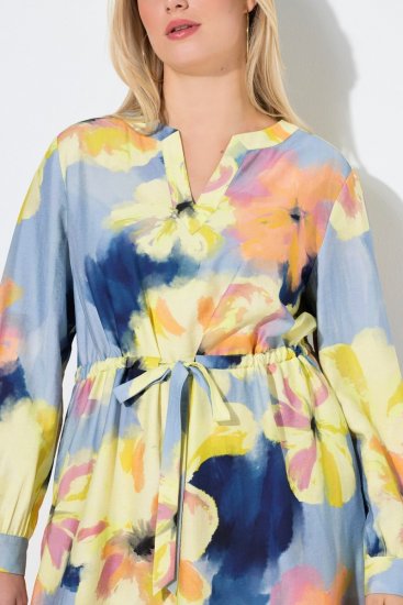 Ulla Popken 846330 Blomstret maxikjole Lyseblå - Maxikjoler - Maxikjoler i plus size