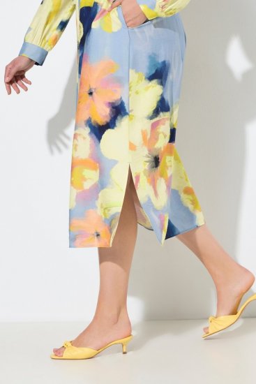 Ulla Popken 846330 Blomstret maxikjole Lyseblå - Maxikjoler - Maxikjoler i plus size