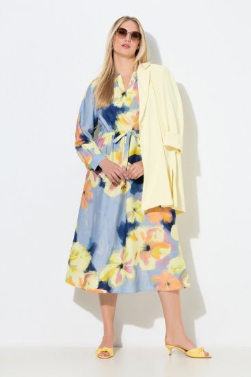 Ulla Popken 846330 Blomstret maxikjole Lyseblå - Maxikjoler - Maxikjoler i plus size