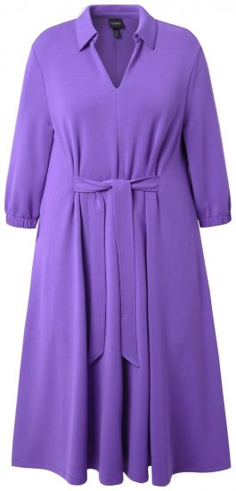Ulla Popken 846373 A-formet sweatkjole med 3/4-ærmer Lilla - Kjoler - Kjoler til alle størrelser