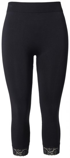 Ulla Popken 846491 3/4-strømpeleggings med blonde Sort - Strømpebukser & strømper - 