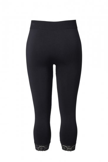Ulla Popken 846491 3/4-strømpeleggings med blonde Sort - Strømpebukser & strømper - 