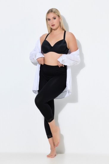 Ulla Popken 846491 3/4-strømpeleggings med blonde Sort - Strømpebukser & strømper - 