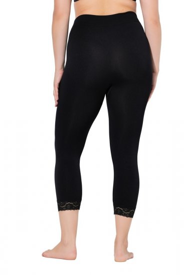 Ulla Popken 846491 3/4-strømpeleggings med blonde Sort - Strømpebukser & strømper - 