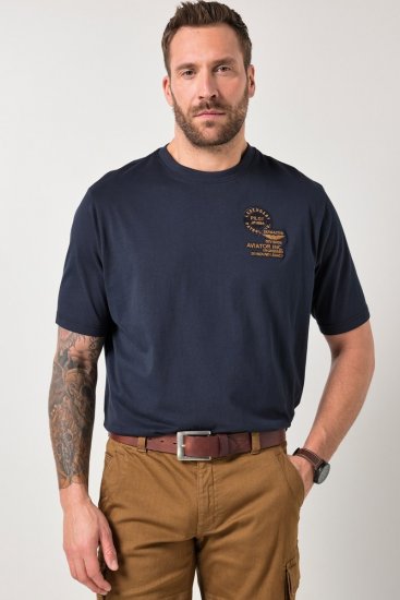 JP1880 846657 T-shirt bellyfit med badges Mørkeblå TALL - TALL T-shirts - Lange T-shirts Mænd