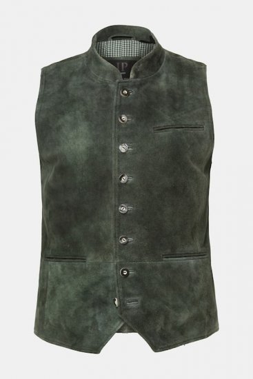 JP1880 846808 Skindvest i gederuskind Mørk oliven - Trachten & Oktoberfest - Oktoberfest tøj i store størrelser (Trachten)