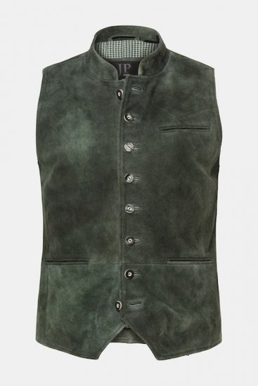 JP1880 846808 Skindvest i gederuskind Mørk oliven - Trachten & Oktoberfest - Oktoberfest tøj i store størrelser (Trachten)