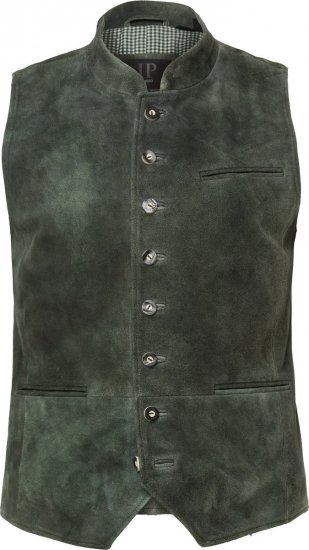 JP1880 846808 Skindvest i gederuskind Mørk oliven - Trachten & Oktoberfest - Oktoberfest tøj i store størrelser (Trachten)