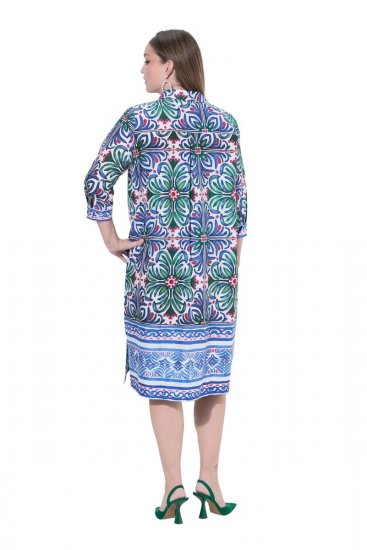 Ulla Popken 846952 Blomstret skjortekjole Hvid - Midikjoler - Midikjoler i store størrelser