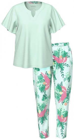 Ulla Popken 846971 Mønstret pyjamas Lysegrøn - Pyjama/Loungewear - 