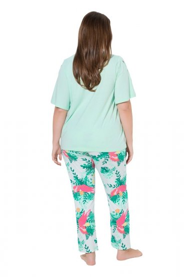 Ulla Popken 846971 Mønstret pyjamas Lysegrøn - Pyjama/Loungewear - 
