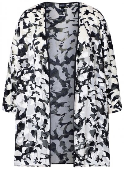 Ulla Popken 847060 Åben jakke i udbrændt chiffon Sort - Jakker - Dame jakker i store størrelser