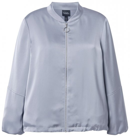 Ulla Popken 847191 Skinnende blousonjakke med collegekrave Grå - Jakker - Dame jakker i store størrelser
