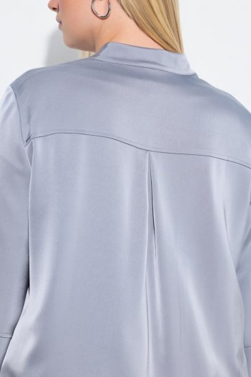 Ulla Popken 847191 Skinnende blousonjakke med collegekrave Grå - Jakker - Dame jakker i store størrelser