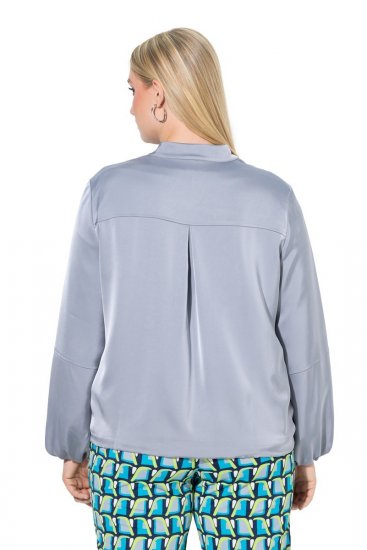 Ulla Popken 847191 Skinnende blousonjakke med collegekrave Grå - Jakker - Dame jakker i store størrelser