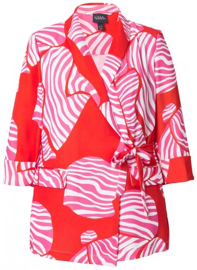 Ulla Popken 847275 Stribet blazer i slå-om-look Rød - Blazere - Blazere i plusstørrelser til kvinder