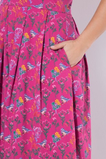 Ulla Popken 847409 Mønstret maxikjole Bærrød - Maxikjoler - Maxikjoler i plus size