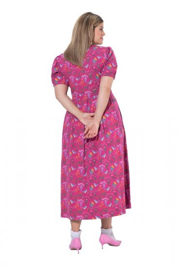 Ulla Popken 847409 Mønstret maxikjole Bærrød - Maxikjoler - Maxikjoler i plus size